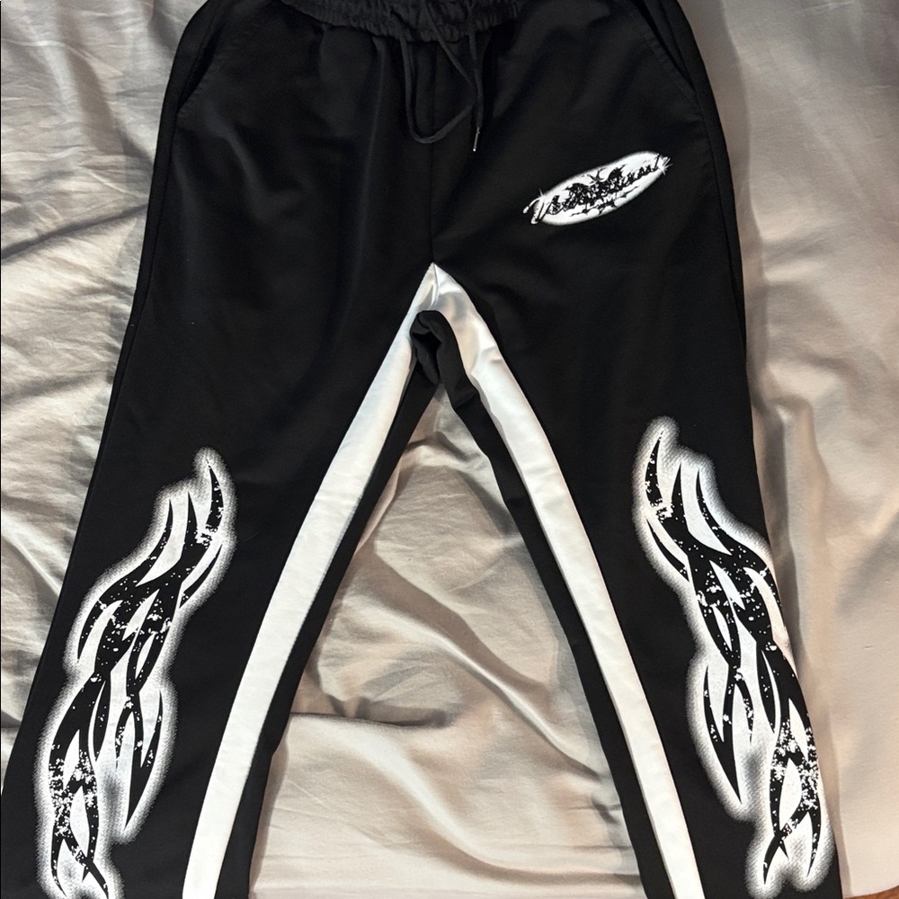 Black and White Graphic Sweatpants